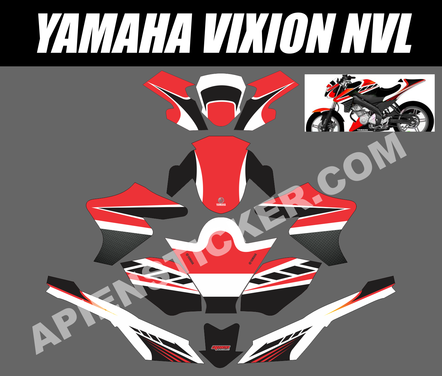 Striping Motor Vixion NVL Merah Putih Apien Sticker