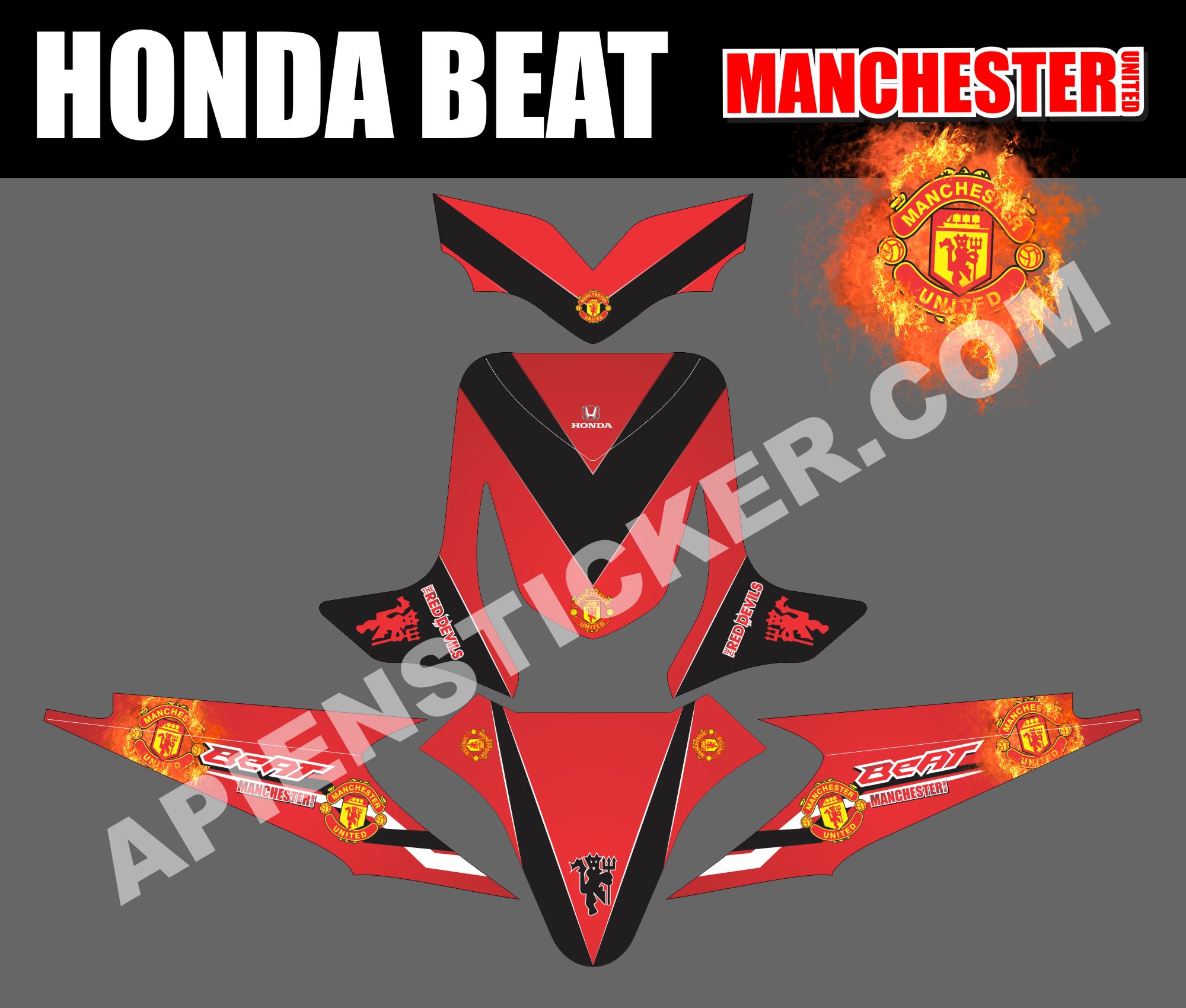 Striping Motor Beat Manchester United Apien Sticker