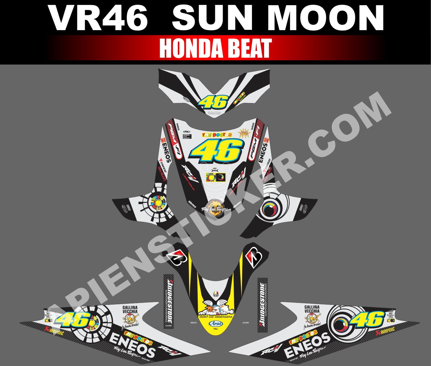 Striping Motor Beat Sun Moon VR46 Apien Sticker